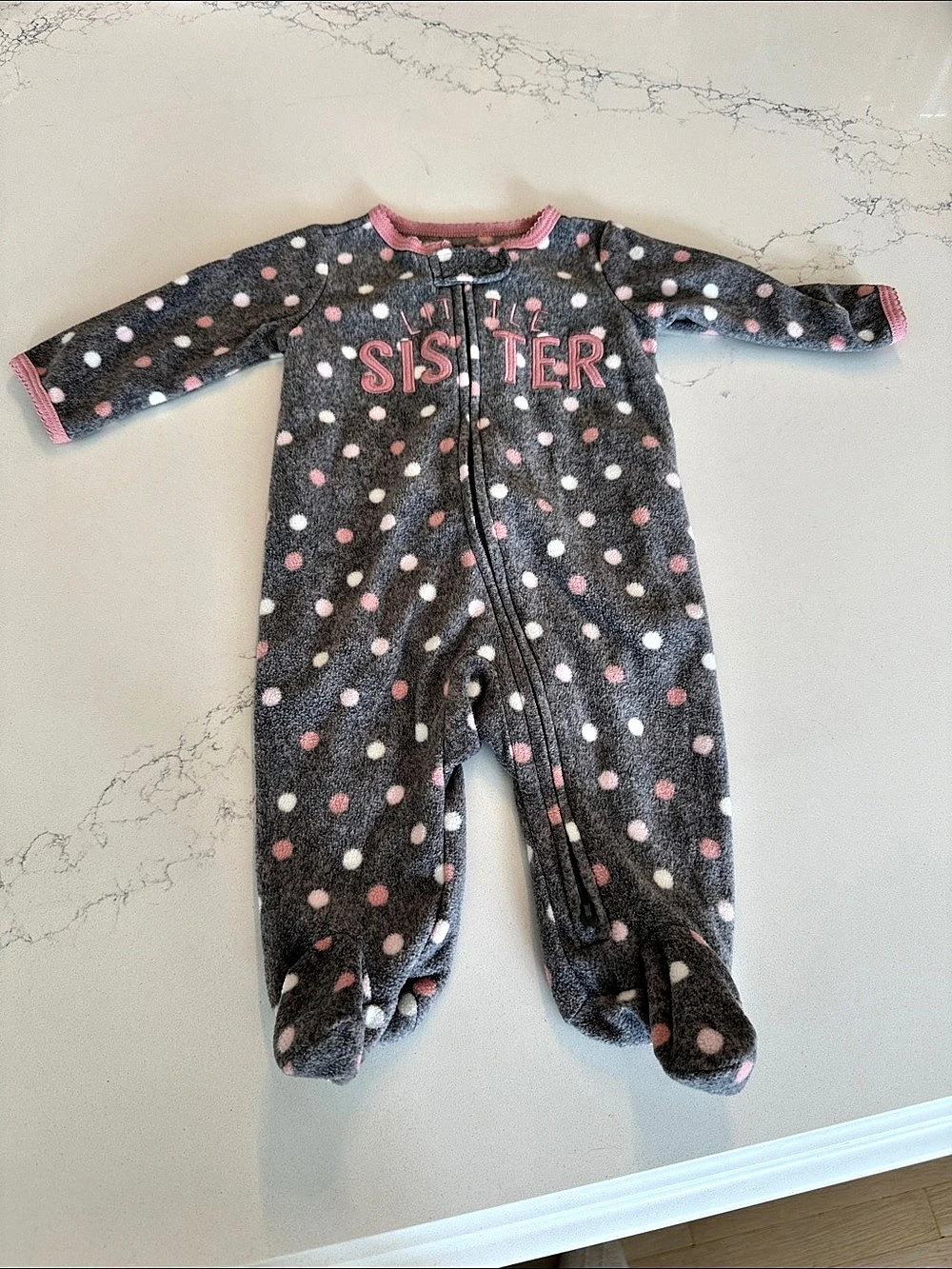 Carter's Little Sister Polka Dot Fleece Sleep & Play Footie Baby 3M